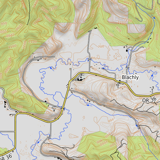 OpenTopoMap map of Triangle Lake School, OR