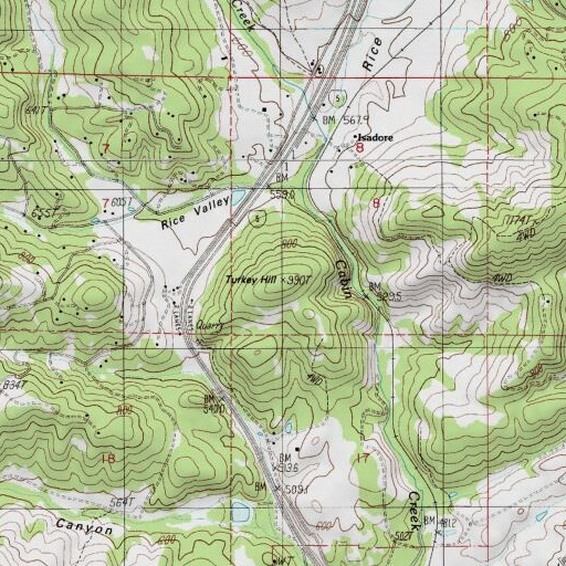 USGS 24K topo map of Turkey Hill, OR