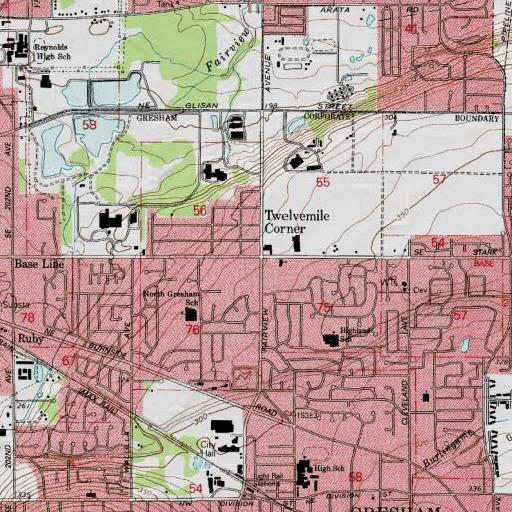 USGS 24K topo map of Twelvemile Corner, OR