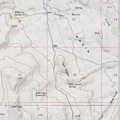 USGS 24K topo map of Twin Knolls, OR