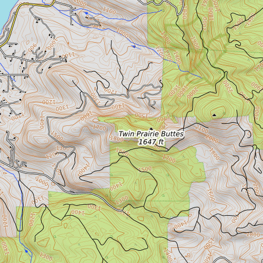 OpenTopoMap map of Twin Prairie Buttes, OR
