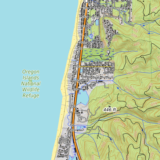 OpenTopoMap map of Twin Rocks, OR