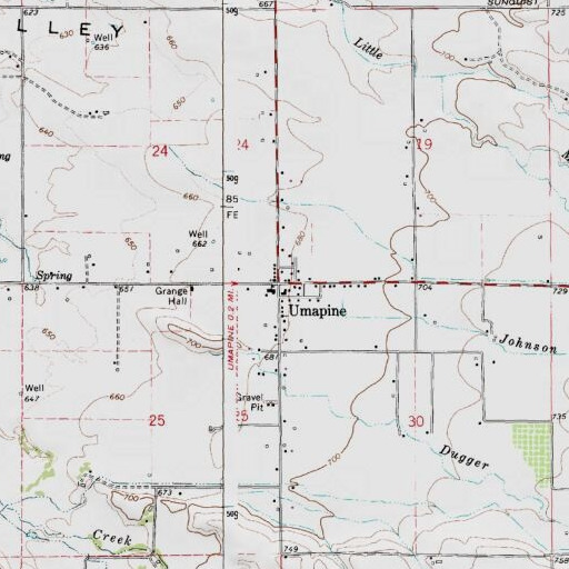 USGS 24K topo map of Umapine, OR