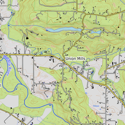 OpenTopoMap map of Union Mills, OR
