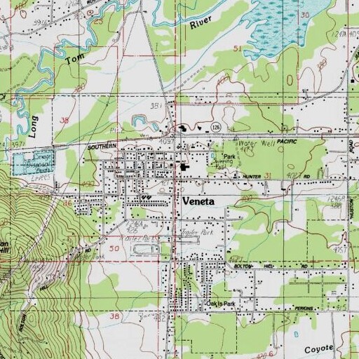 USGS 24K topo map of Veneta, OR