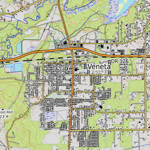 OpenTopoMap map of Veneta, OR