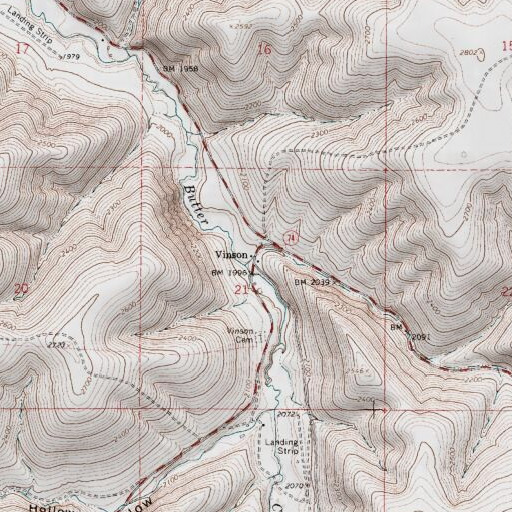 USGS 24K topo map of Vinson (historical), OR