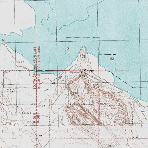 USGS 24K topo map of Voltage, OR