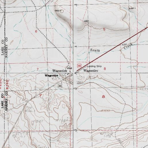 USGS 24K topo map of Wagontire, OR