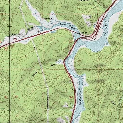 USGS 24K topo map of Wall Gulch, OR