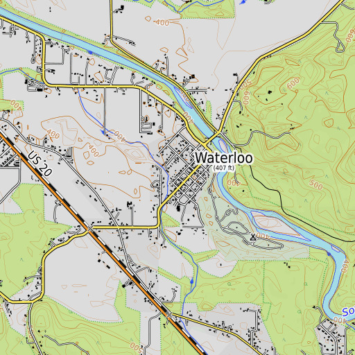 OpenTopoMap map of Waterloo, OR
