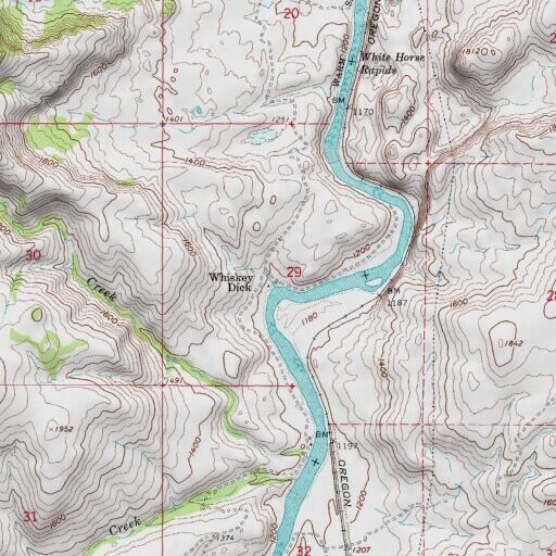 USGS 24K topo map of Whiskey Dick, OR
