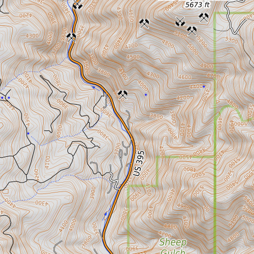OpenTopoMap map of Byram Gulch, OR