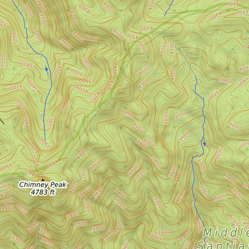 OpenTopoMap map of Chimney Peak Trail, OR