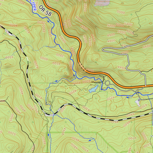 OpenTopoMap map of Diamond Creek, OR