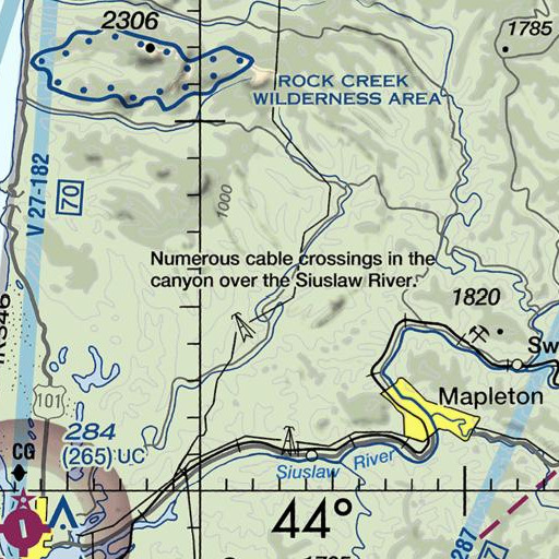FAA VFR chart of Drew Creek, OR