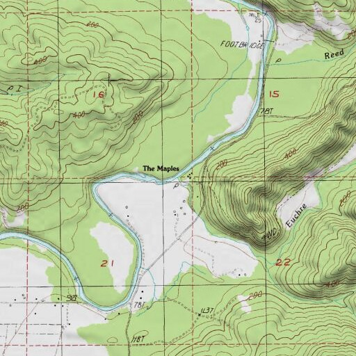 USGS 24K topo map of Euchre Creek, OR