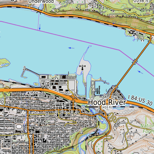 OpenTopoMap map of Hood River, OR