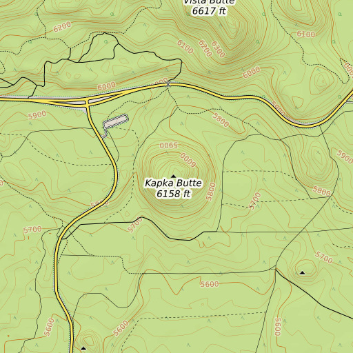 OpenTopoMap map of Kapka Butte, OR