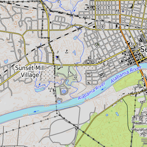 OpenTopoMap map of Bloch Park, AL