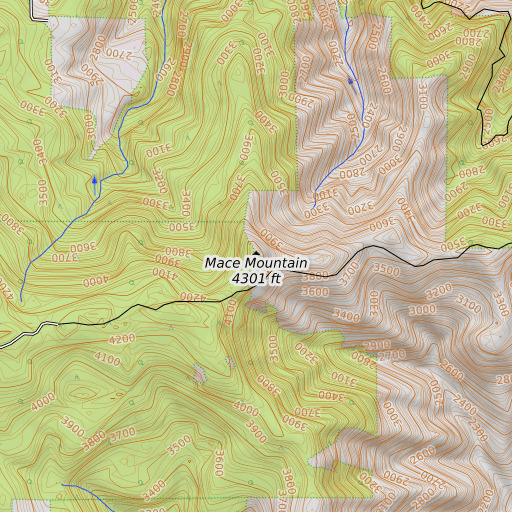 OpenTopoMap map of Mace Mountain, OR