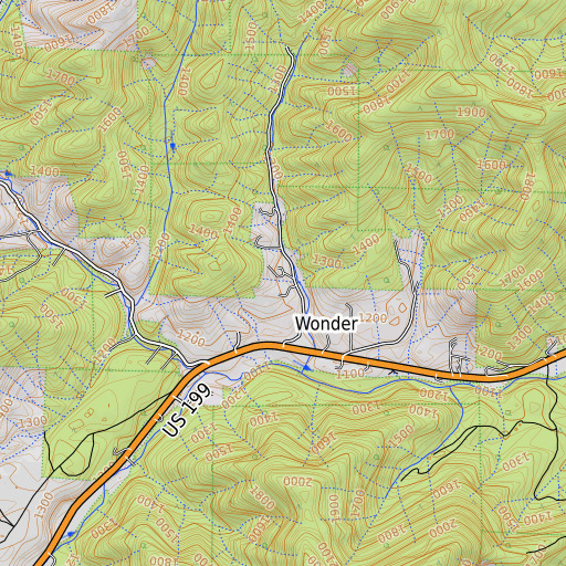 OpenTopoMap map of Newt Gulch, OR