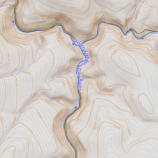 OpenTopoMap map of Placedor Gulch, OR