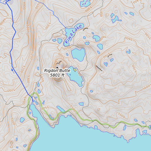 OpenTopoMap map of Upper Rigdon Lake, OR