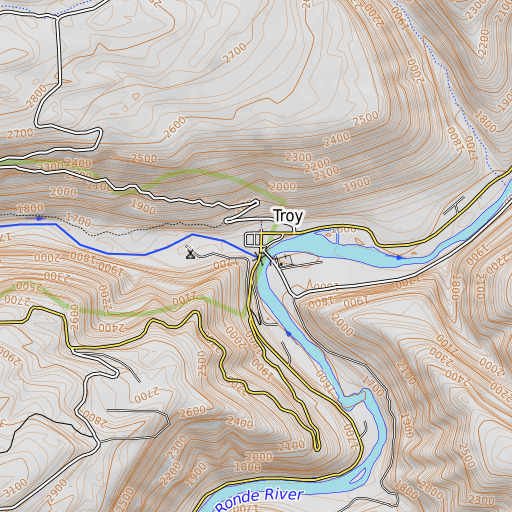 OpenTopoMap map of Wenaha River, OR