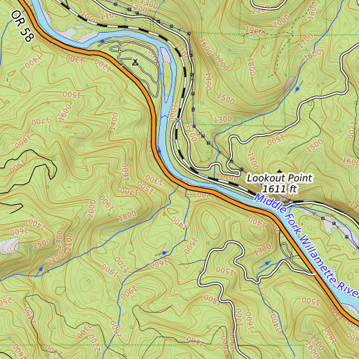 OpenTopoMap map of Whitehead Creek, OR