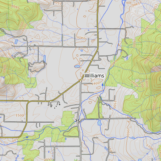 OpenTopoMap map of Williams, OR