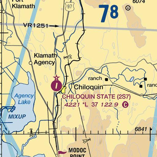 FAA VFR chart of Chiloquin Narrows, OR
