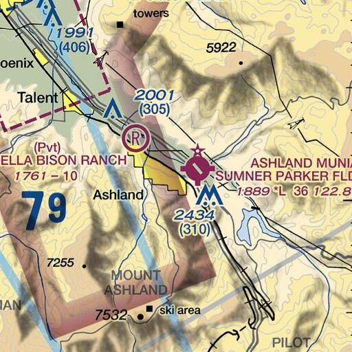 FAA VFR chart of Mountain View Cemetery, OR