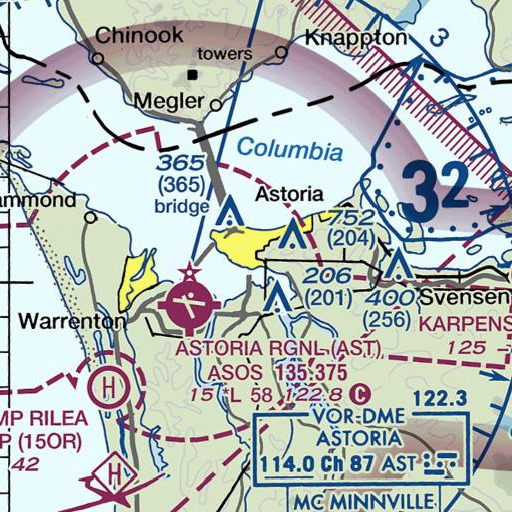 FAA VFR chart of Astoria Middle School, OR