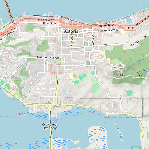 OpenStreetMap map of Astoria Middle School, OR