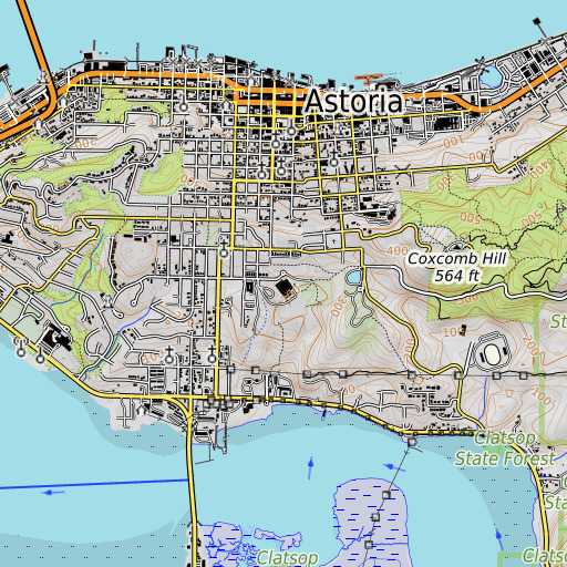 OpenTopoMap map of Astoria Middle School, OR