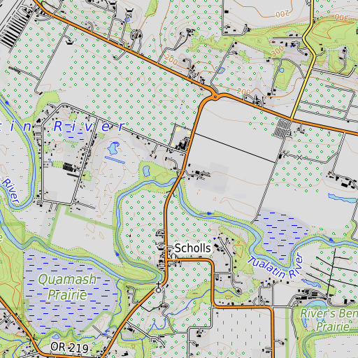 OpenTopoMap map of Scholls Bridge, OR