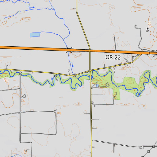OpenTopoMap map of Baskett Slough, OR