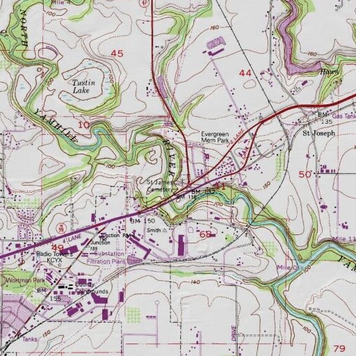 USGS 24K topo map of Saint James Cemetery, OR