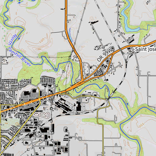 OpenTopoMap map of Saint James Cemetery, OR