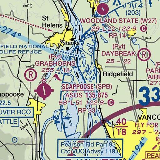 FAA VFR chart of Henrici Range, OR