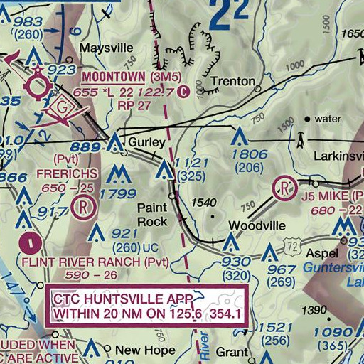 FAA VFR chart of Cole Spring Branch, AL
