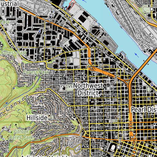 OpenTopoMap map of Forest Park Post Office, OR