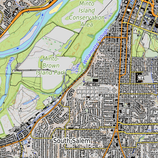 OpenTopoMap map of Minto Post Office (historical), OR