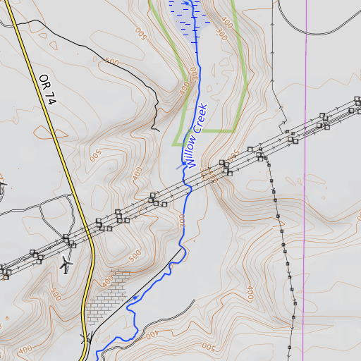 OpenTopoMap map of Harriet (historical), OR