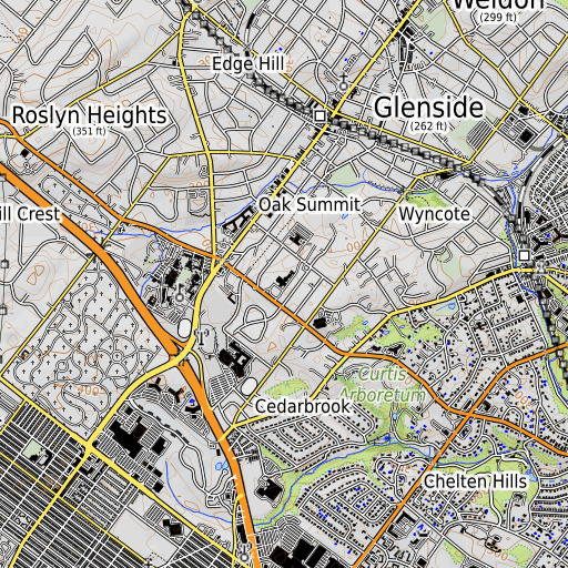 OpenTopoMap map of Ancillae Academy, PA