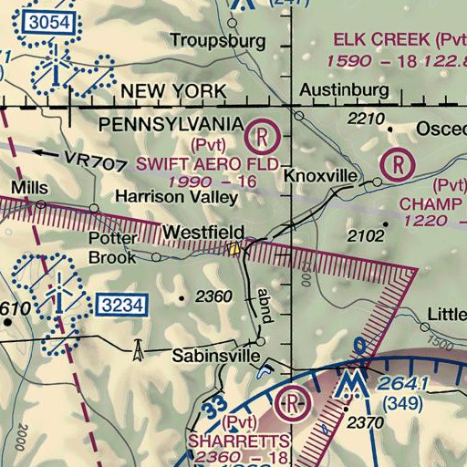 FAA VFR chart of Asaph Peak, PA