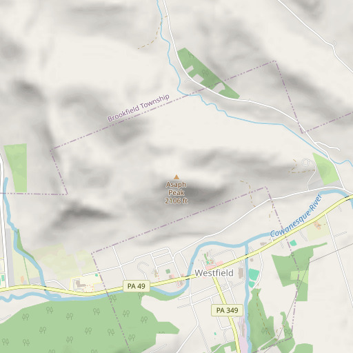 OpenStreetMap map of Asaph Peak, PA