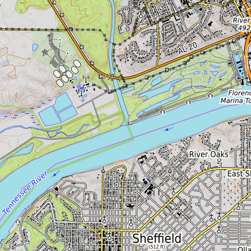 OpenTopoMap map of Cypress Creek, AL