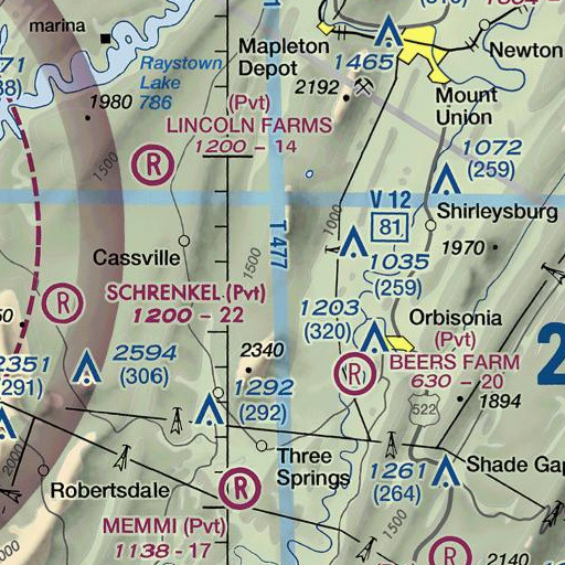 FAA VFR chart of Carothers Gap, PA
